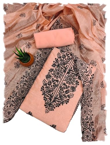 Image of Sidhidata Cotton Women's Chanderi Embroidery Work Unstitched Salwar Suit Dress Material With Chanderi Embroidered Dupatta