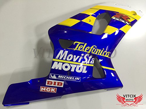 Vitcik (Fairing Kits Fit For Gsx-R750 Gsx-R600 K1 2001 2002 2003) Plastic Abs Injection Mold Complete Motorcycle Body Aftermarket Bodywork Frame (Blue & Yellow) A104 #TOP4
