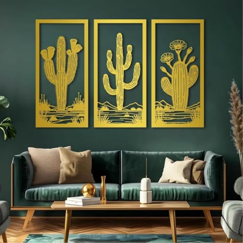 Décoration murale en métal cactus 89cm pour salon moderne