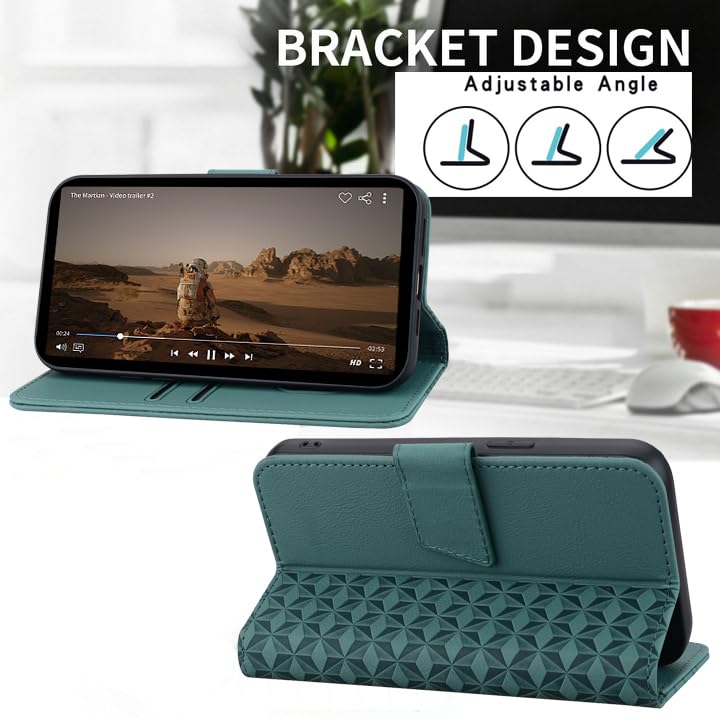 Rostsant Premium PU Leather Flip Phone Case Wallet Card Slots Protective Cover for Xiaomi Redmi Note 13 Pro 4G/Poco M6 Pro 4G Green - Image 4