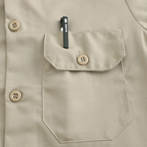 GRANDWISH Boys Long Sleeve Button-Down Shirt, Kids Work Shirt, Khaki Size 6-144