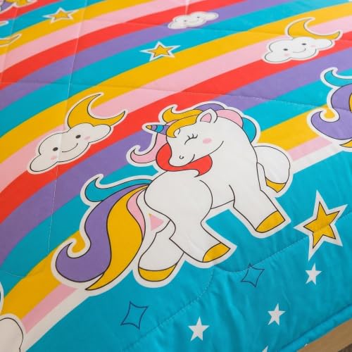 Image of Filymore Cute Unicorn Comforter for Kids Girls - Cute Cartoon Print Single Bed Blanket, Microfiber Dohar for Boys & Girls | Soft Kids Winter & Summer Quilt | 60x90 Inches (Multi)