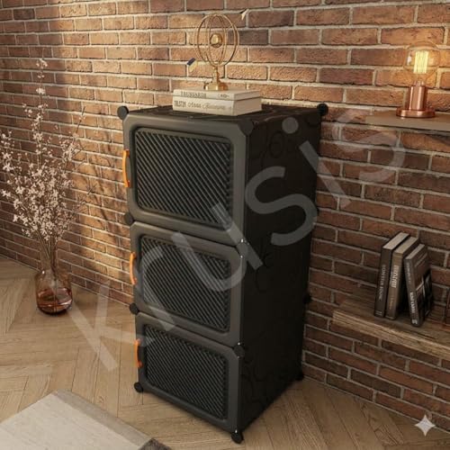 Image of Plastic Shoe Rack for Home 𝟔 𝐒𝐡𝐞𝐥𝐟 Shoe Rack with Door for Home Storage Organizer with Metal Door Frame to Cover Chappal Slipper Sandals Shoes Box Stand【Grey, 6-Shelf-3-Door】