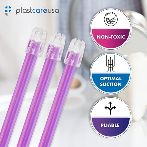 1000 Dental Saliva Ejectors Disposable - Medical Grade Latex Free Evacuation Suction Tips - Flexible Purple Tube With Purple Tip In (10 Bags Of 100) By Plastcare Usa #TOP3