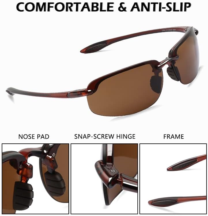 WISTON Sports Polarized Sunglasses for Men Women Tr90 Rimless Frame for Running Fishing Baseball Driving W8001 - Image 5