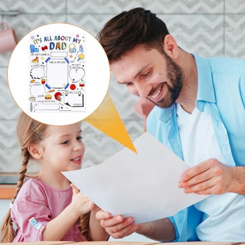 Resurhang 50 Pcs Father's Day Coloring Paper Crafts for Kids, Color Your Own All About Dad Poster, Coloring Poster for Preschool Kindergarten Elementary School Classroom Activities Party Gift Favors by Resurhang - Image 5