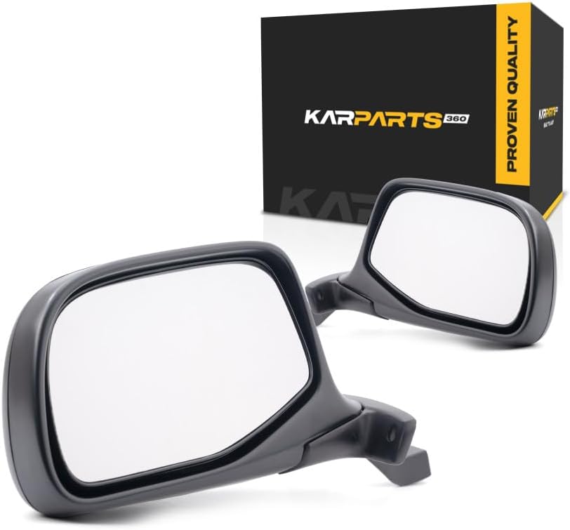 For Ford F-150 1992-1997 Door Mirror Driver and Passenger Side | Pair | Manual | Non-Heated | Manual Folded | Paddle Design | Chrome/Black | FO1320152, FO1321152 | F7TZ17683DAB, F7TZ17682DAA
