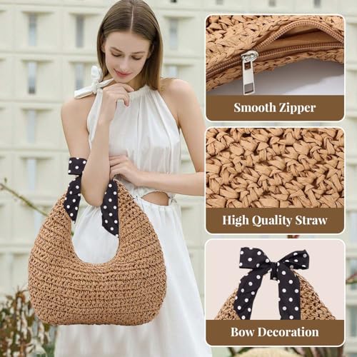 Bolso tote tejido de rafia para mujer verano playa miniatura 2