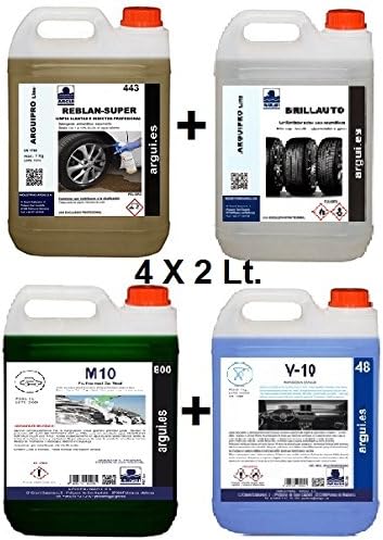Detailing Kit, 2 LitresSuper Reblan + M10 + Polisher + V10Professional Acid-free Tyre Cleaner + Ultra Concentrated Neutral Shampoo + Brightener Tyres and Plastics Refresher + Professional Dashboard Cleaner