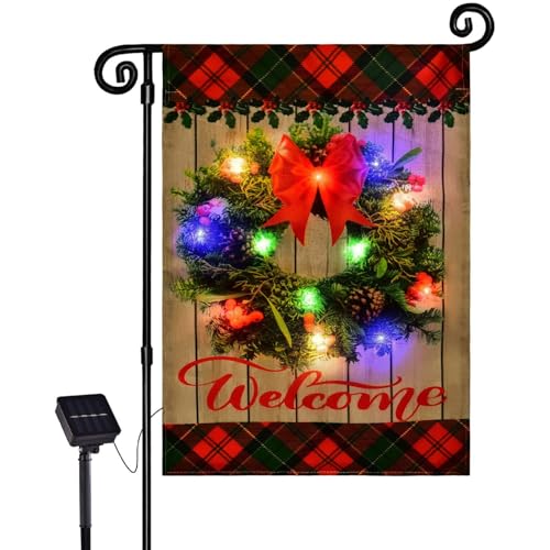 Drapeau de jardin de Noël extérieur étanche avec LED