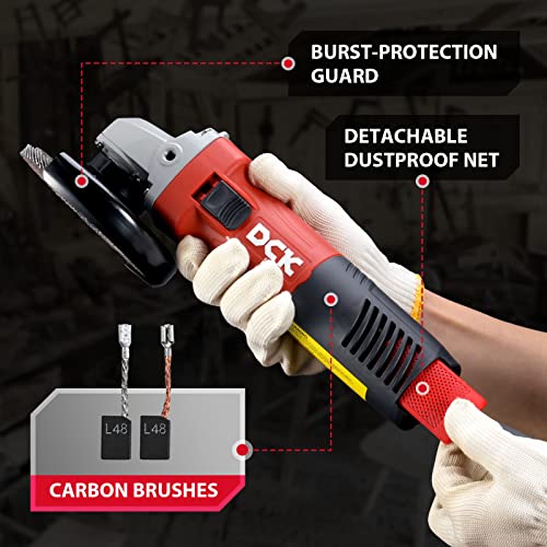 Dck KSM09-115S Angle Grinder, 4-1/2-Inch, 6.7Amp Corded Angle Grinder, 11,800 Rpm With 2 Safety Guards, 6-Piece Discs (2 Cutting/2 Grinding/2 Flap Discs), Professional Angle Grinder For Metal, Wood (Ksm09-115S) thumb #4