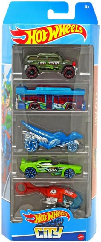 Hot Wheels City 5 Pack [Sky Fi, Veloci-Racer, Ain't Fare, Fast Fish, Rockster] 1:64 Scale Diecast Toy Vehicle