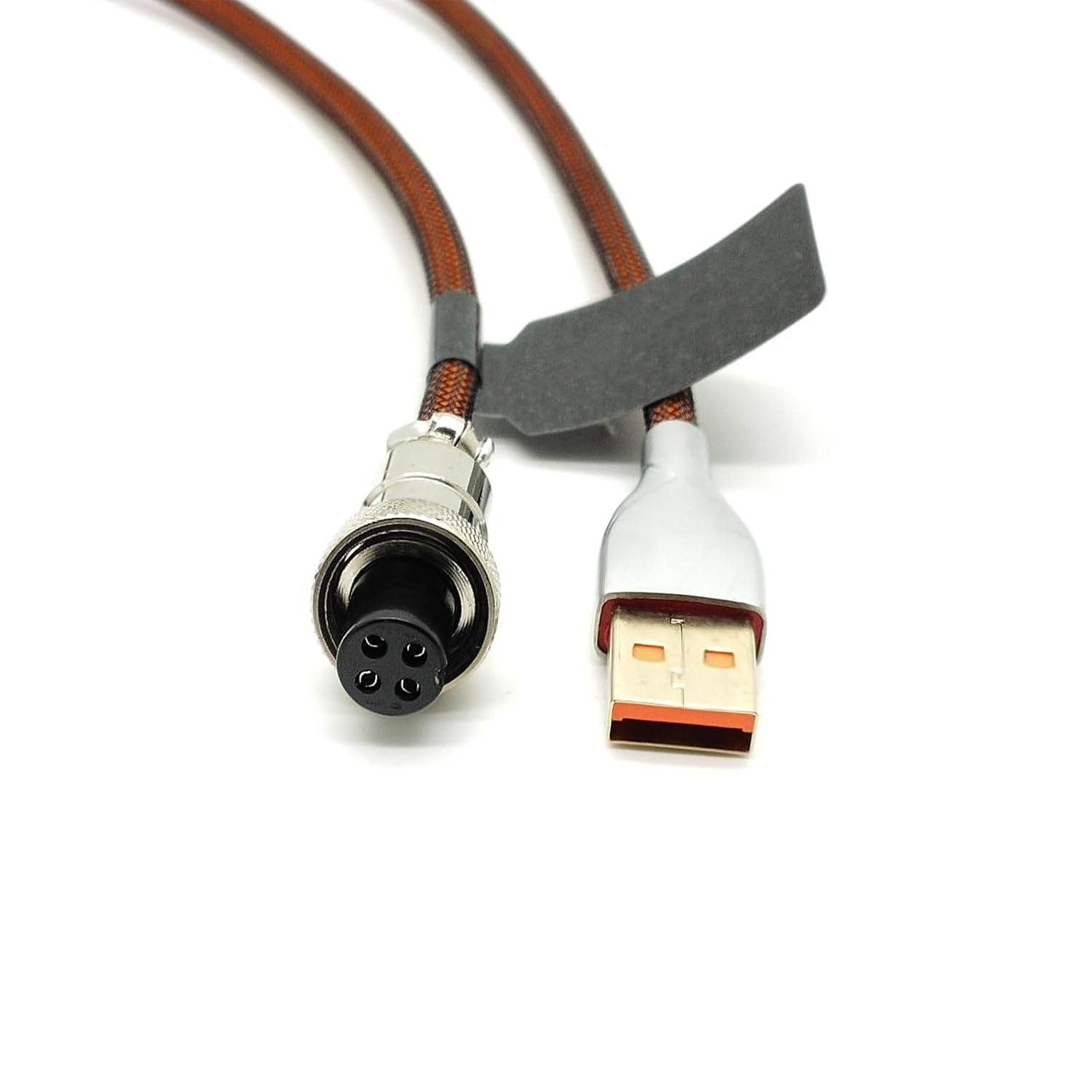 Mechanical Keyboard Aviation Plug Data Cable, Supporting 8KHz Magnetic Axis Keyboard Return Rate, USB-A to Type C Spiral Wear-Resistant Braided Cable, 1.8 Meters (Brown)