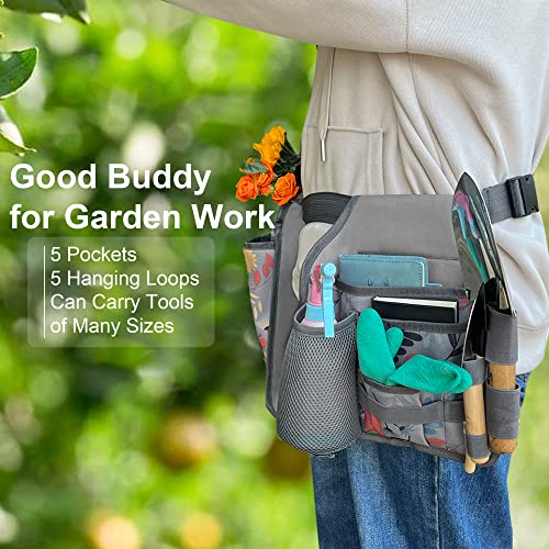 Gardening Apron Garden Tool Belt Set - Garden Apron W/Pockets Gardening Tool Pouch Garden Tool Organizer Belt (Grey) #TOP4