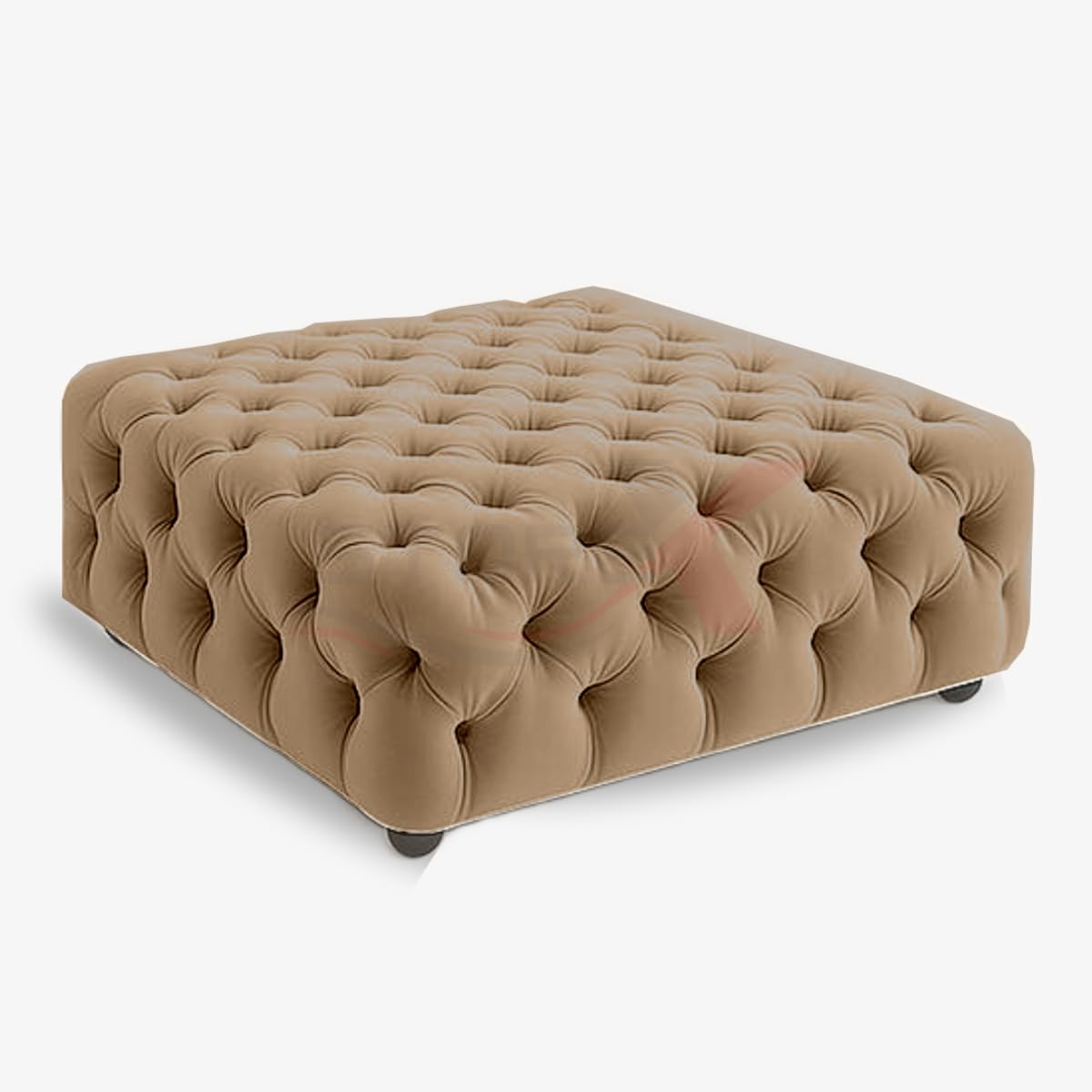 STOREX Diamond Tufted Ottoman Coffee Table – Velvet Upholstered Footstool Bench – Space-Saving & Oversized Sizes – Square Centerpiece for Living Room or Bedroom (Mink, Oversize)