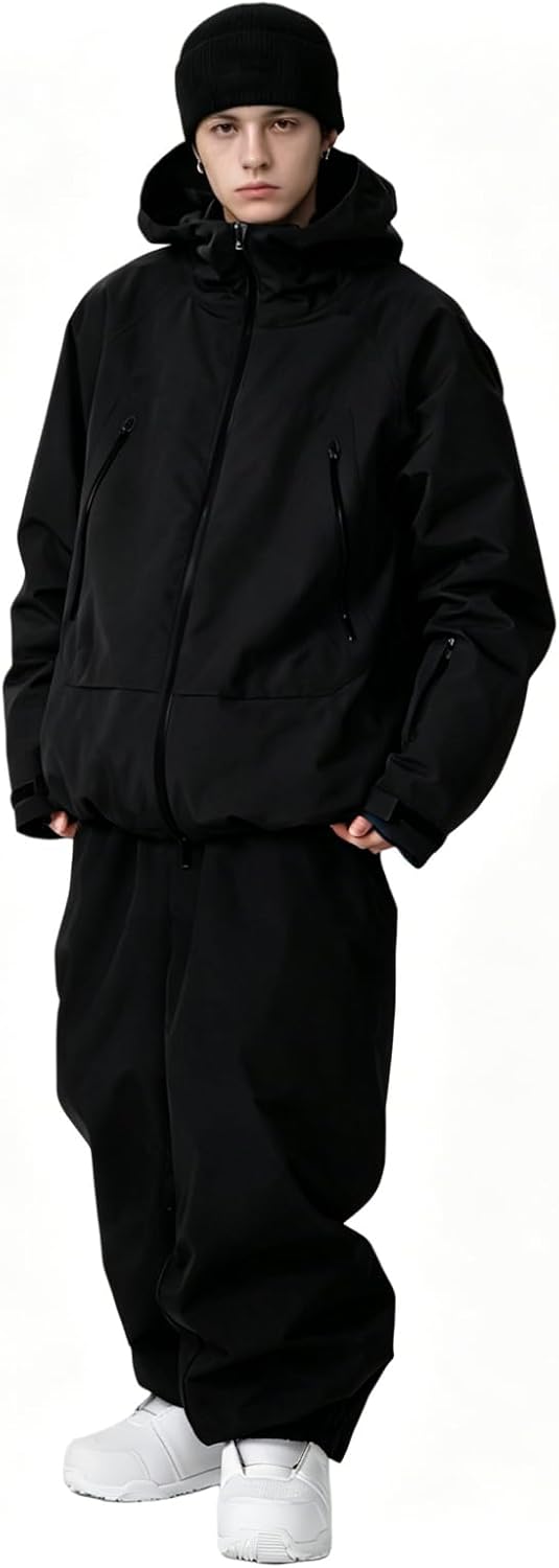 Mens Ski Jacket and Pant Set Womens Snow Jacket Baggy Ski Suit Waterproof Insulated Snowboard Winter Outdoor