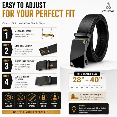 Image of Men's Auto Lock Belt with elegant design | Premium Vegan Leather | Adjustable Ratchet Belt | No Hole Design | Perfect Fit Waist 28-42 Inches for Office