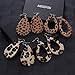 AIDSOTOU 24 Pairs Teardrop Faux Leather Earrings Set for Women Black and Red Animal Floral Print Leopard Print Lightweight Leather Dangle Drop Earrings