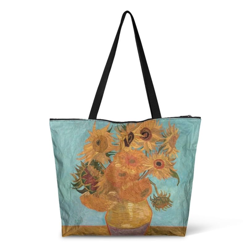 Image of Art Lover Zippered Tote Bag Waterproof Large Work Tote Bags, Artwork Women's Purse Handbags Travel Totes