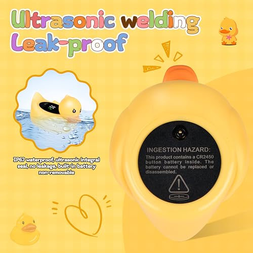Image of Baby Bath Thermometer - Digital Floating Water Thermometer with LED Display & Color Temperature Alerts, Rechargeable Bath Toy for Infant Bathtub Safety, Newborn Bath Essentials Gift