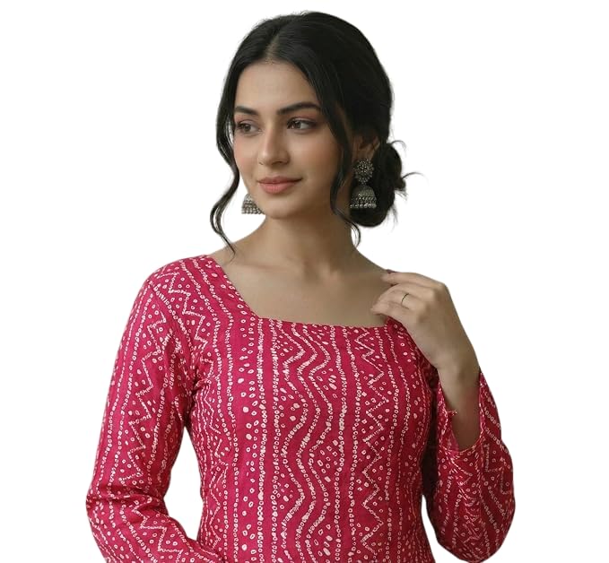 Image of MAHIRA'S Comfort Women's Short Kurti, Rayon Tunic Top with 3 /4 Embroidered Designer Sleeves | Soft Breathable Fabric | Office & Casual Kurti for Jeans, Leggings & Trousers