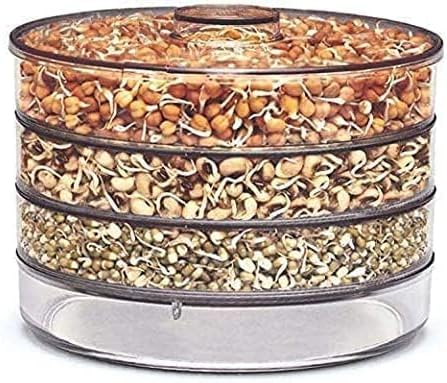FIGMENT Sprout Maker with 4 Compartments | Stackable 4-Tier Sprouting Jar Box 500 ml | Plastic Sprouts Maker for Grains, Beans, Seeds, Dal, Channa, Chole, Ragi | Organic Home Fresh Sprout Container