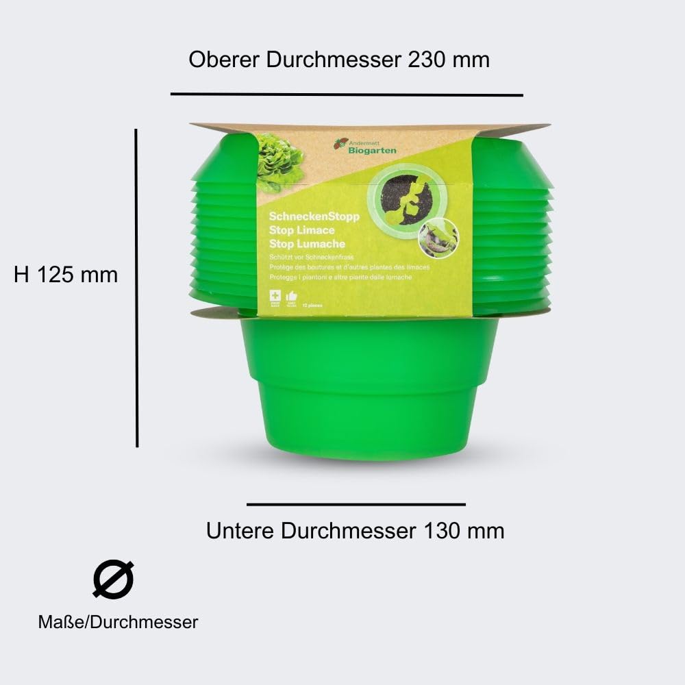 Andermatt Biogarten StopLumache PP – Confezione da 12, Protezione Contro Le lumache, Collare Anti-lumache Riutilizzabile in Materiale Riciclato, L'Originale Svizzero, Verde