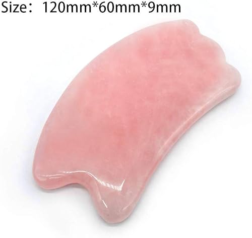 Miniatura 7 de RODEREK Herramienta de masaje de raspado de guasha de cuarzo rosa, herramienta de masaje de jade gua sha para cuidado de la piel facial, herramienta