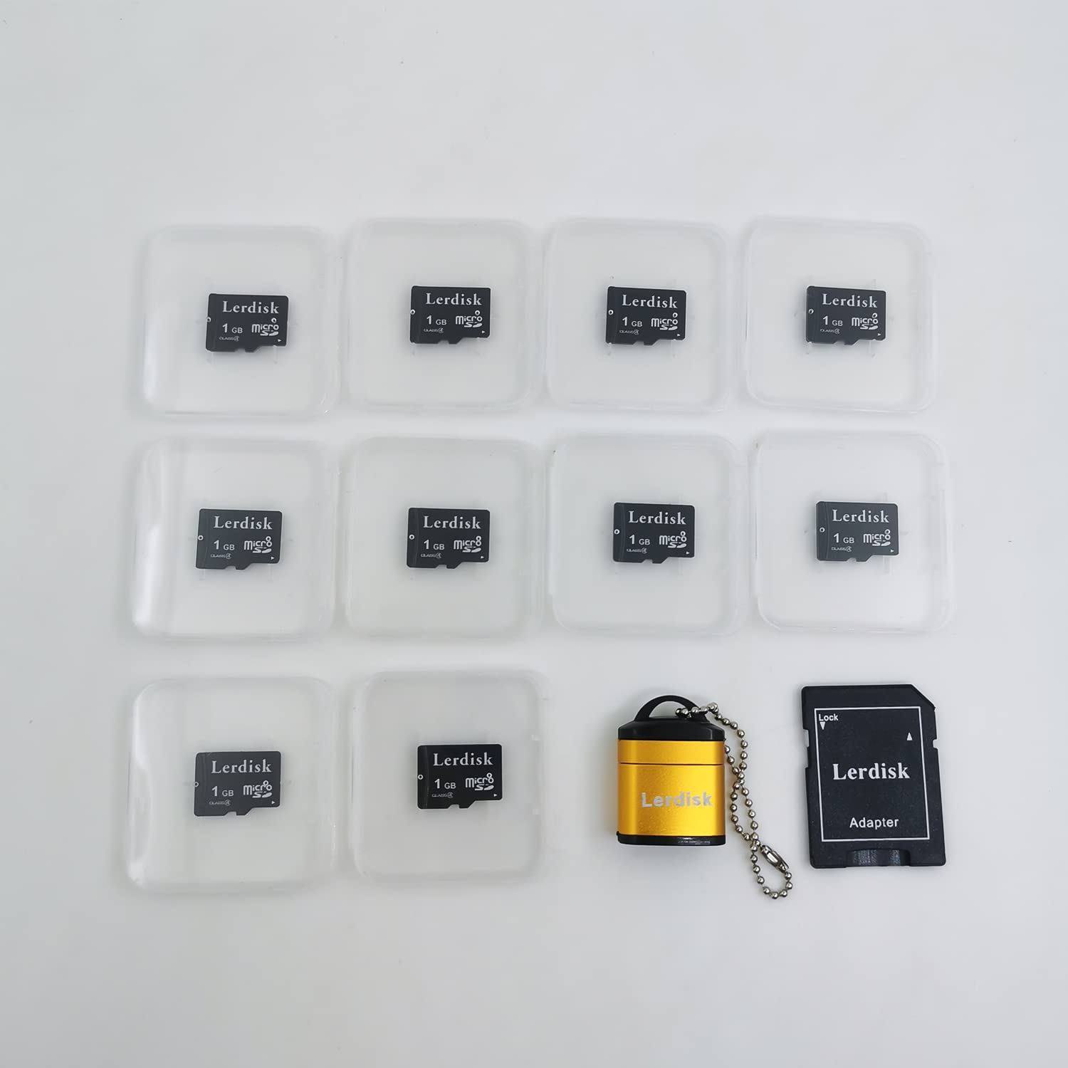 Tarjeta micro SD de 1 GB, paquete de 10 pulgadas a granel MicroSD C4 con adaptador SD producido por licenciatario autorizado (1 GB x 10)
