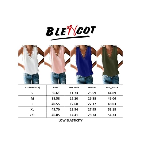 BLENCOT-Womens-V-Neck-Lace-Trim-Tank-Tops-Casual-Loose-Sleeveless-Blouse-Shirts BLENCOT Women Lace Trim Tank Tops V Neck Fashion Casual Sleeveless Blouse Vest Shirts Medium White