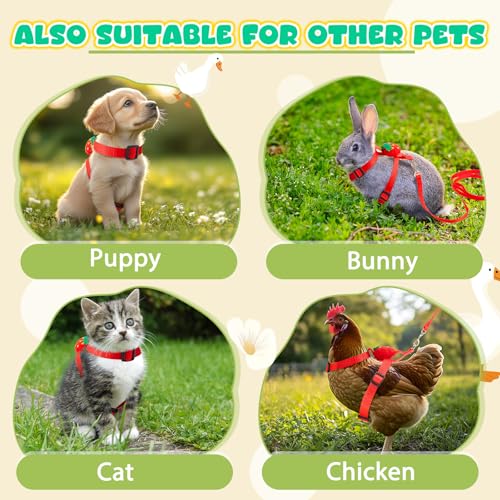 Image of Duck Harness Leash Set Duck Harness and Leash for Real Ducks Adjustable Walking Rope Pet Cute Pattern Outdoor Traction Rope for Chicken Rabbit Small Animals(Xs,Strawberry)