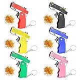 ONEST 6 Packs Mini Metal Folding Rubber Guns Toy Rubber Band Guns Rubber Launcher Toy Rubber Shooting Guns for Kids, Adults