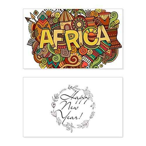 Tarjeta de felicitación de año nuevo con arte aborigen africano y diseño tribal único
