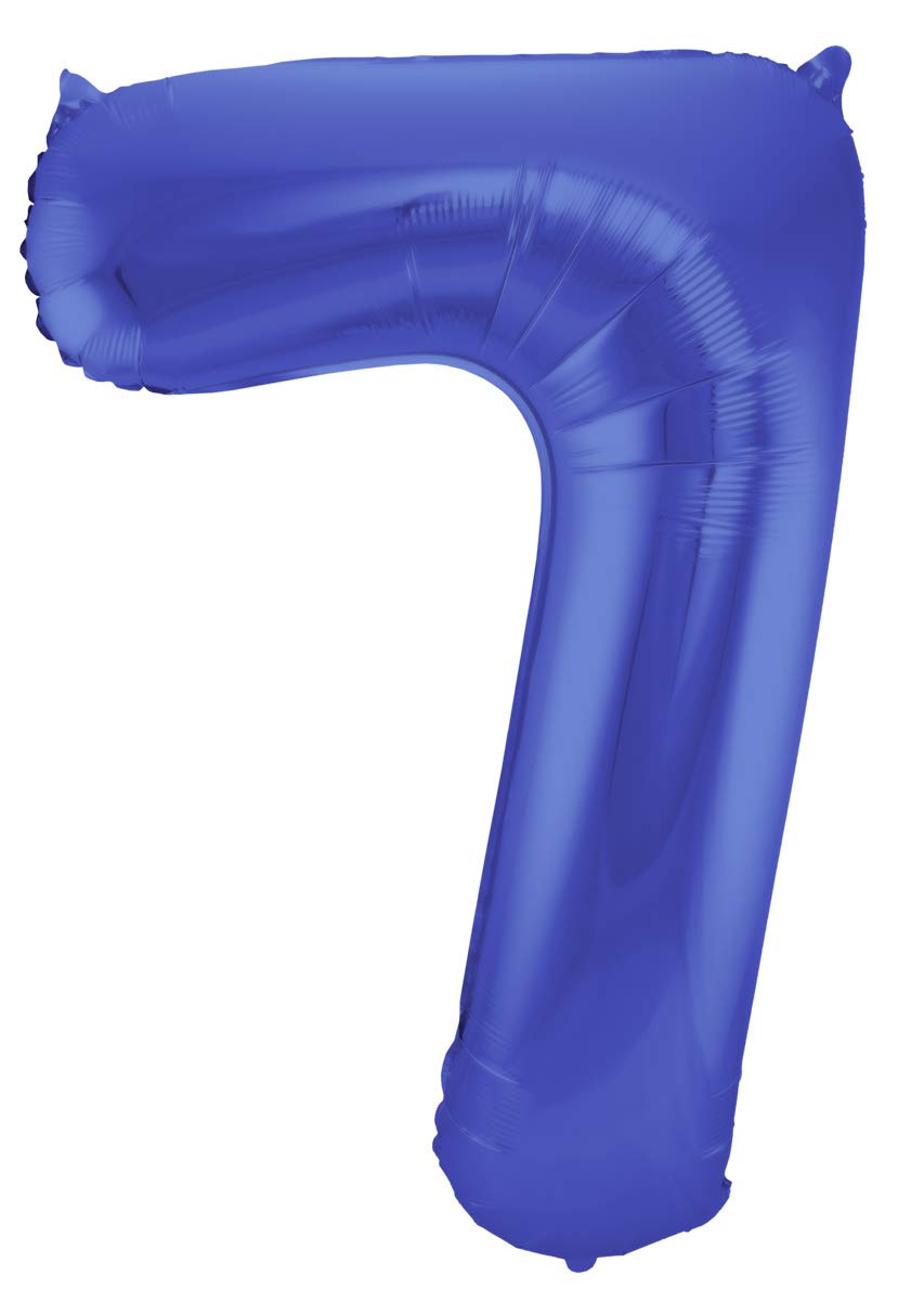 Folat 65927 Zahl Number 7 Metallic Mat Foil Balloon, Blue