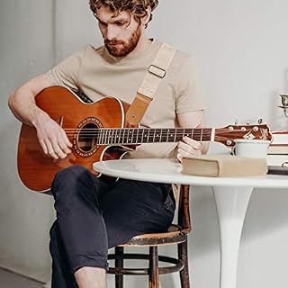 Vaguelly Coton Avec Des Sangles De Guitares Musicales Basse Extrémités Réglable Épaule Guitare Pour Cuir Beige Double… - Les Beatles, Paul McCartney, John Lennon, RIngo Starr, George Harrison Vaguelly Coton Avec Des Sangles De Guitares Musicales Basse Extrémités Réglable Épaule Guitare Pour Cuir Beige Double… – Image 4