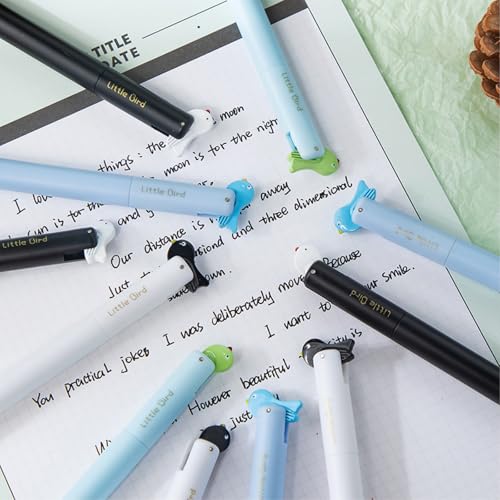 Stylo central teeterbird bleu 0,5 mm avec queue rotative et perles doubles x12 - 3