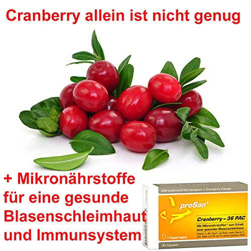 proSan Cranberry-36 PAC (30 Kapseln) | 3x stark: 36 mg Cranberry-PAC + Mikronährstoffe für die Blasenschleimhaut und ein… - Image 4