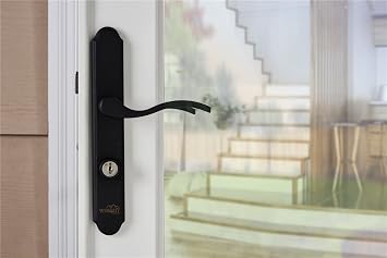 Wright Products - Serenade Mortise Keyed Lever Mount Latch with Deadbolt for Screen and Storm Doors, Matte Black (Transitional, Black)