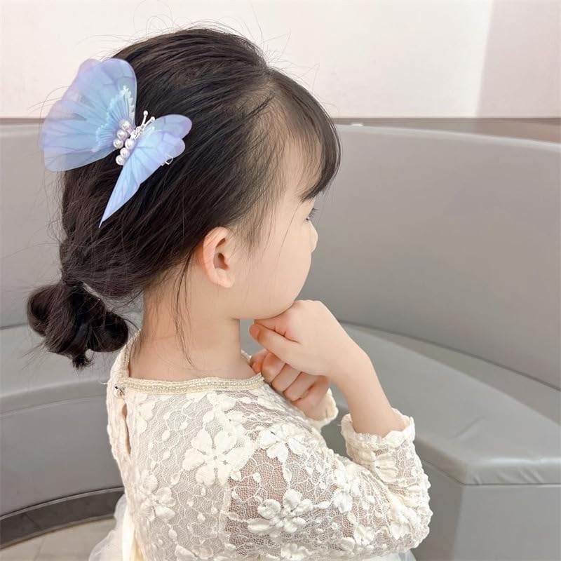 Miniatura 3 de 3 pinzas para el cabello de mariposa 3D, clip de mariposa grande con perlas, las alas pueden vibrar hacia arriba y hacia abajo, accesorios