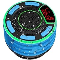Altavoz Bluetooth, NEEKFOX IPX7 Impermeable Altavoz Bluetooth Inalámbrico Portátil con Radio FM, Pantalla LED, Ventosa, Espectáculo de Luces, Altavoz de Ducha para Piscina, Playa, Fiesta, Viaje