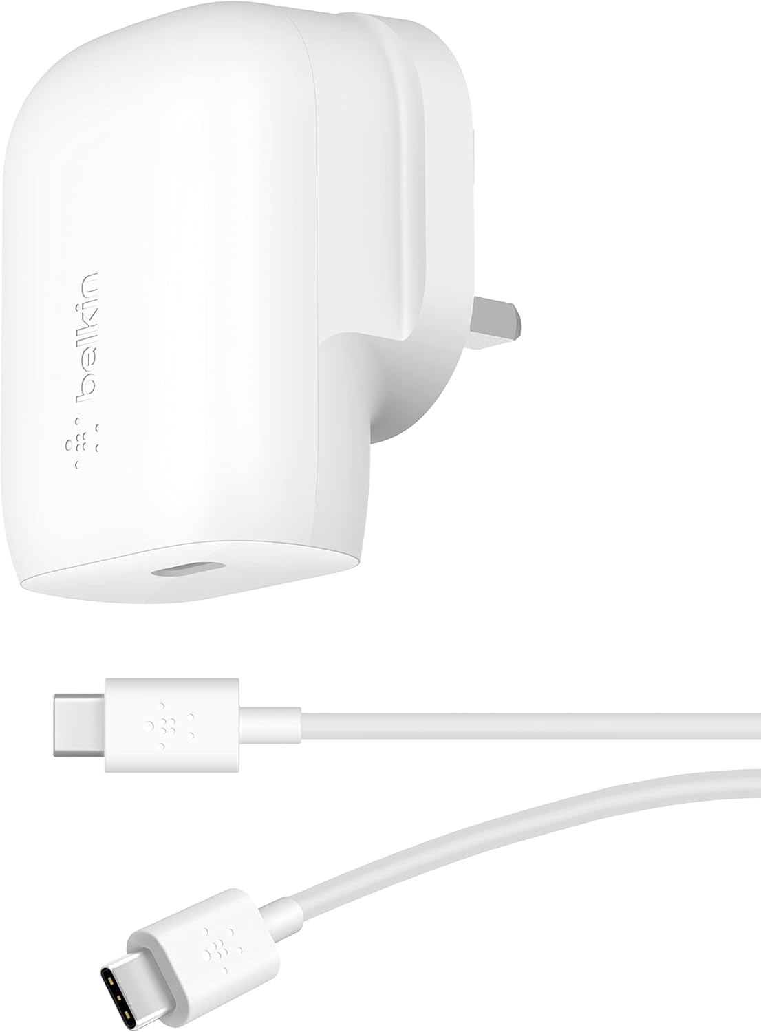 Belkin 30W USB C wall charger with PPS, Power Delivery, USB-IF certified PD 3.0, fast charger plug for iPhone 17, Air, 16, 15, Samsung Galaxy S25, iPad, AirPods, Pixel, more – USB C Cable included