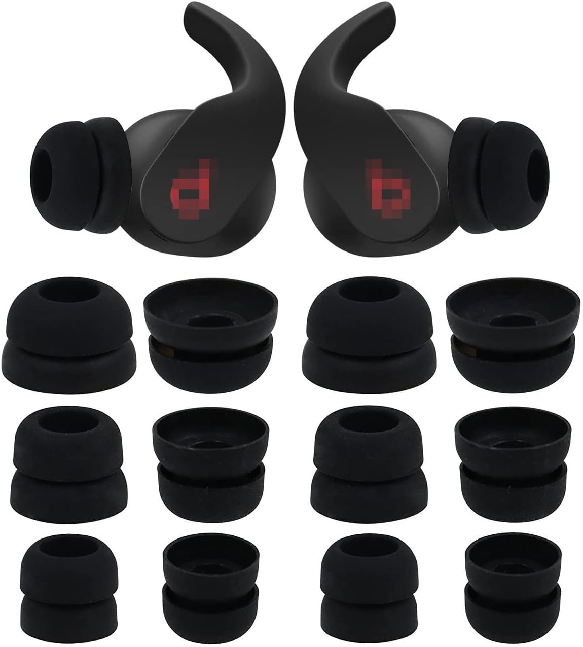 Ear Tips Replacement for Beats Fit Pro/Studio Buds, 6 Pairs Double Flange Silicone Eartips Earbuds Tips Compatible with Beats Studio Buds/Fit Pro,S/M/L 3 Size,Black 2F6PSML