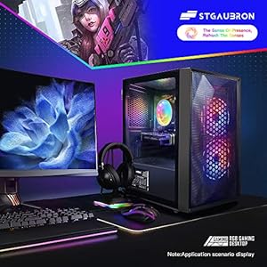STGAubron Gaming Desktop PC, Intel Core I5 3.3Ghz up to 3.7Ghz, AMD Radeon RX 550 4G GDDR5, 16G Ram, 512G SSD, WiFi, BT 5.0, RGB Fan x 3, RGB Keybaord & Mouse, RGB Mouse Pad, W10H64 4 51fLLYbXY4L. SS300