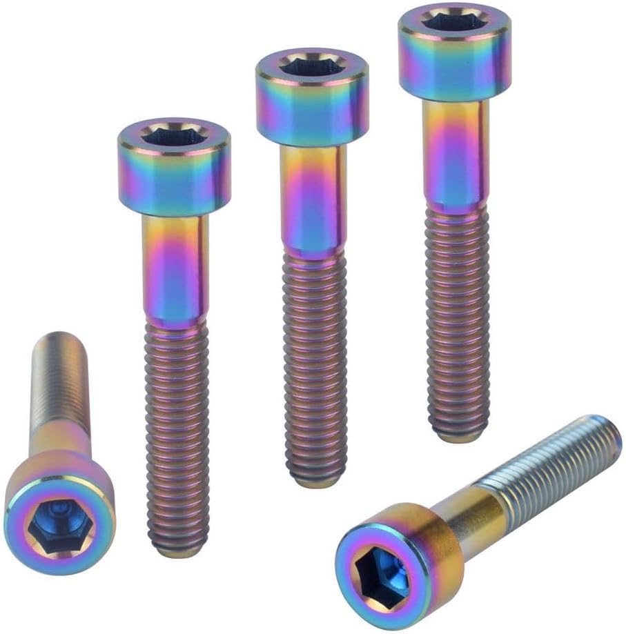 Titanium Bolts M6x35mm Allen Hex Head for Bicycle Headset Stem Top Cover Screws 5Pcs