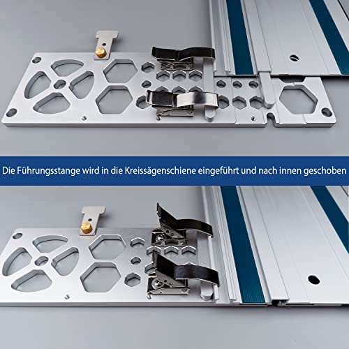 340mm 90° Rechtwinklige Führungsschiene, Spursäge, Winkelanschlag Führungsschiene, Elektrische Kreissägen-Führungsschienenklemme für Holzbearbeitung, kompatibel mit Festool und Makitas Führungsschiene
