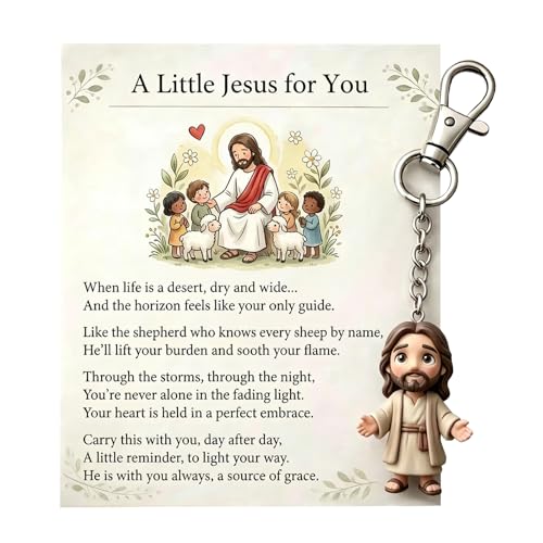 Image of Dei tkeyts A Little Jesus for You Keychain with Pocket Hug Card, 3D A Little Jesus for You Keyring with Sentiment Card, Inspirational Religious Gift for Women, Men, Friends, and Family