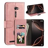 UOGNADGD Leather Flip Cover Compatible with Asus Zenfone 2 ZE500CL Wallet Case with Card Slots, Magnetic Closure, Stand Function, RFID Shockproof Folio (Rose Gold)