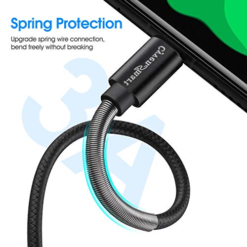 Image of CyvenSmart USB Type C Cable 3ft, [2 Pack] USB A 2.0 to USB-C Fast Charger Durable TPE Cord Compatible with Samsung Galaxy A10 /A20 /A51 /S10 /S9 /S8 Plus /Note 9 /8,LG V50 V40 G8 G7 Thinq-Black