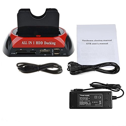 likkas Multifunctional HDD Docking Station Dual USB 2.0 2.5/3.5 Inch IDE SATA External HDD Box Hard Disk Drive Enclosure Card Reader