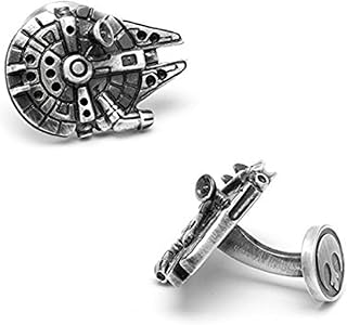 Romc Locu Gunblack Plating Millennium Falcon Spaceship Cuff Button Classic Movie Design Button Spacecraft Shape Cufflinks,...